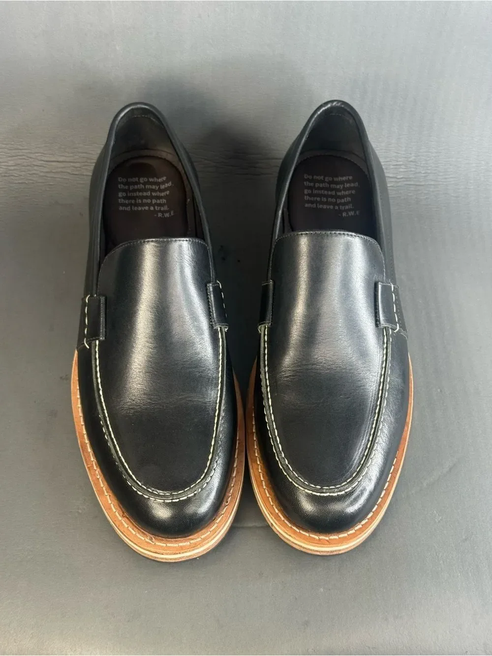 HELM The Wilson Black leather slip on loafers shoes men’s size 14